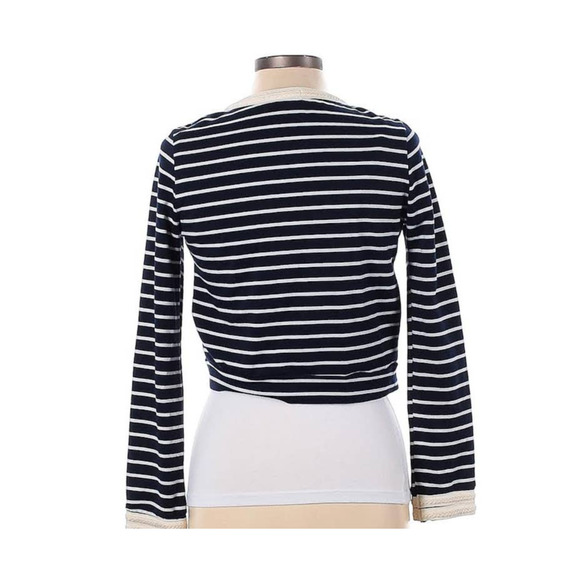 Cropped Miso Brand Cardigan, Blue with white stripes Size 10 - Picture 2 of 3